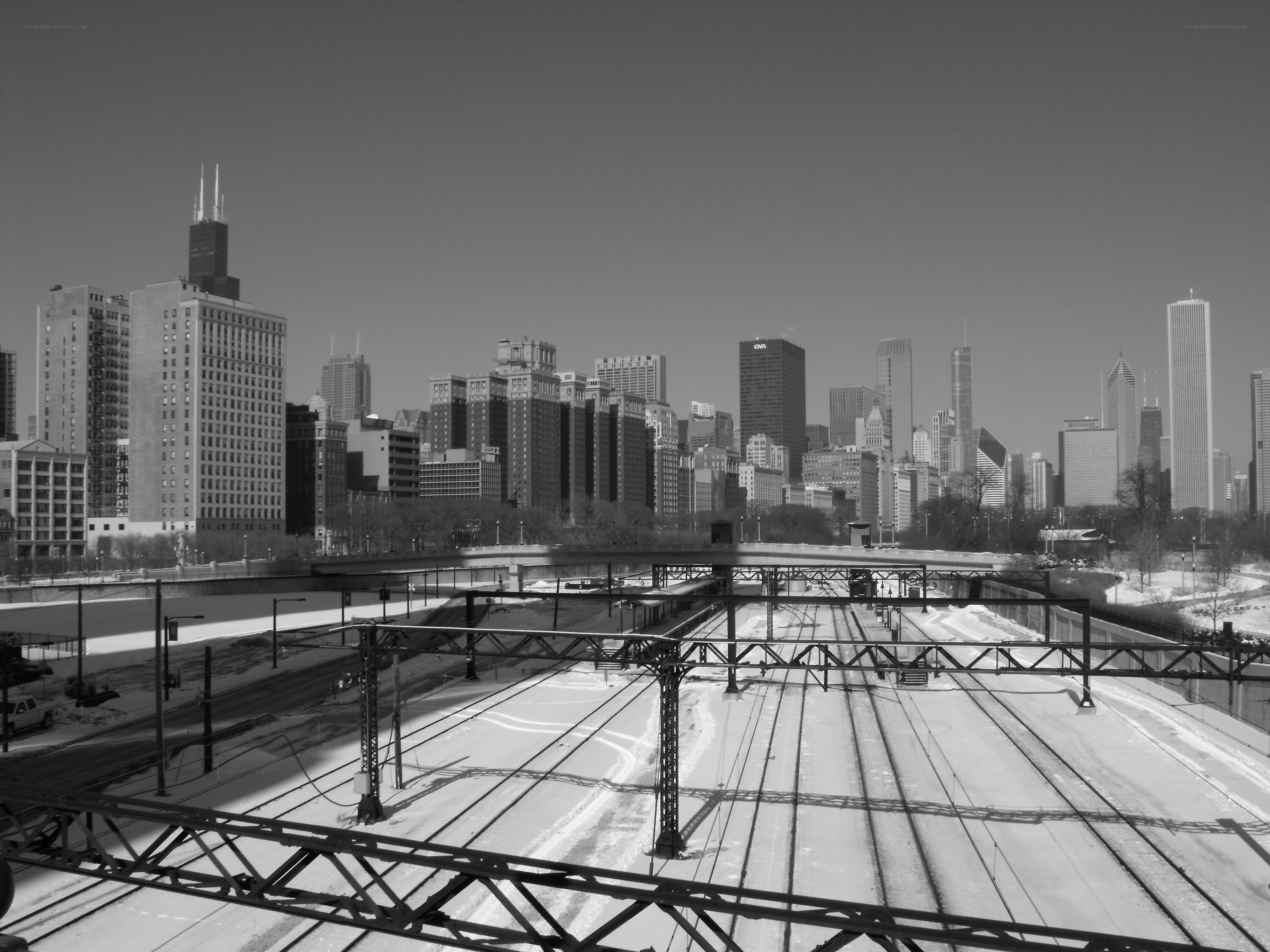 Chicago skyline in winter