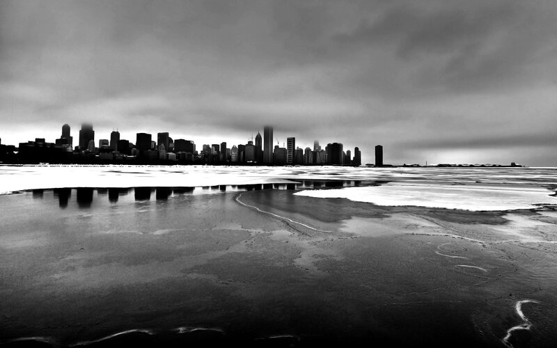 Chicago skyline in winter