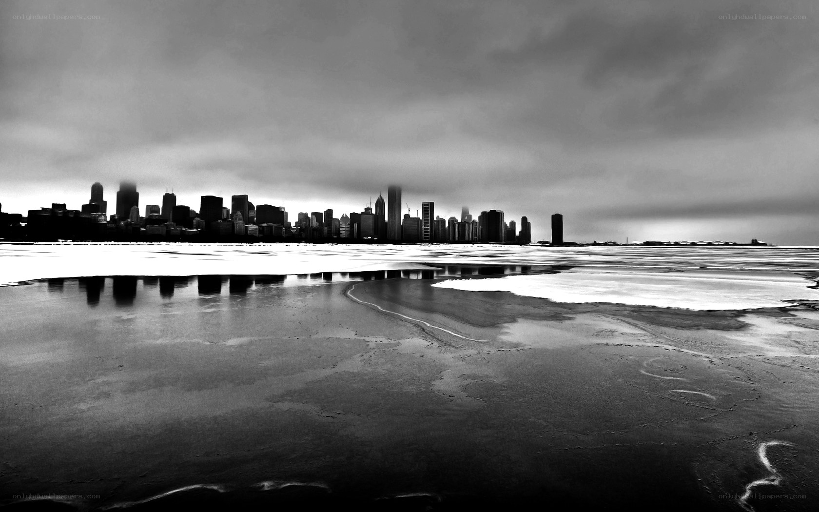Chicago skyline in winter