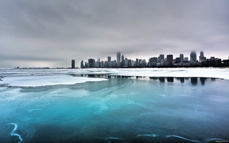 Chicago Skyline in Winter — Blue, Dramatic