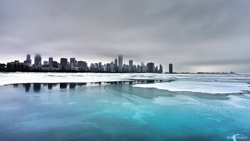 Chicago skyline on a winter day