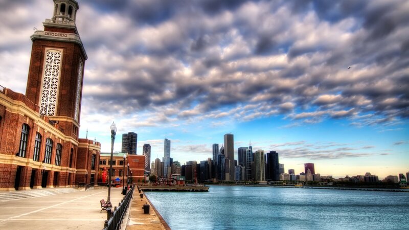Chicago Skyline View — Blue, Dramatic, Afternoon