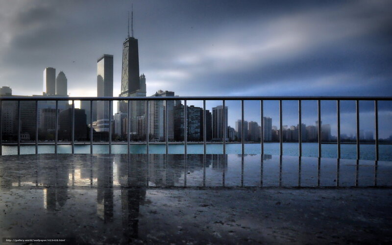 Chicago Skyline View — Blue, Dramatic, Morning, Photograph