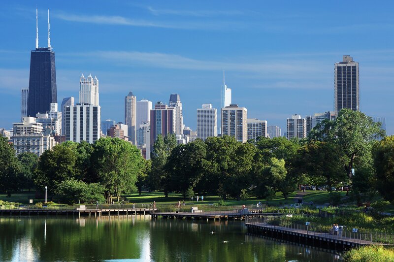 Chicago Skyline View — Blue, Serene, Afternoon, Photograph