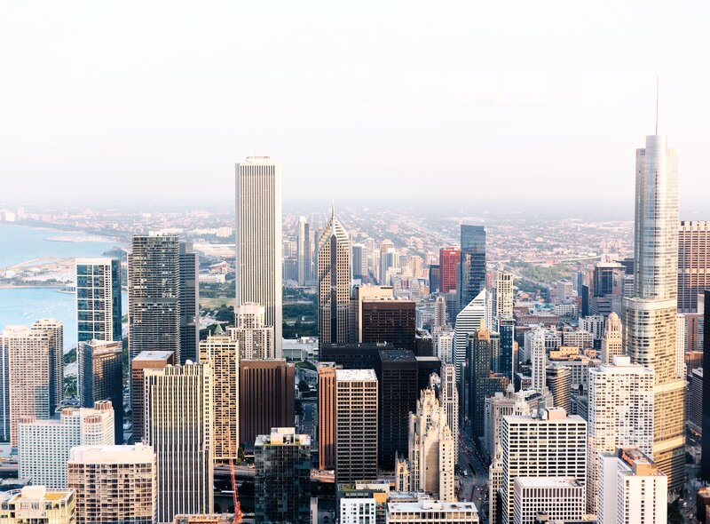 Chicago Skyline View — Gray, Hazy
