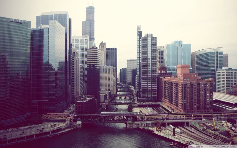 Chicago Skyline View — Gray, Overcast