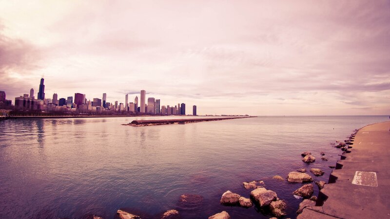 Chicago Skyline View — Purple