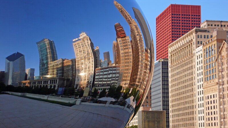 Chicago skyline with Cloud Gate