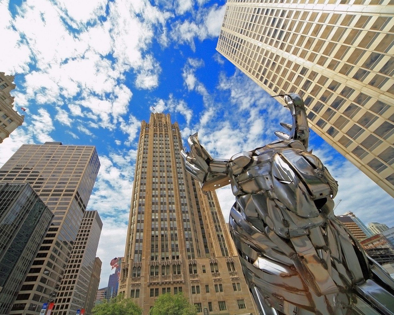 Chicago skyline with Cloud Gate