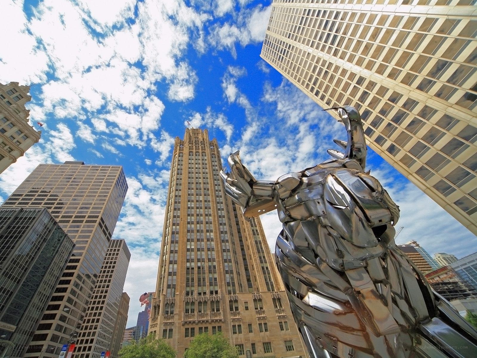 Chicago skyline with Cloud Gate