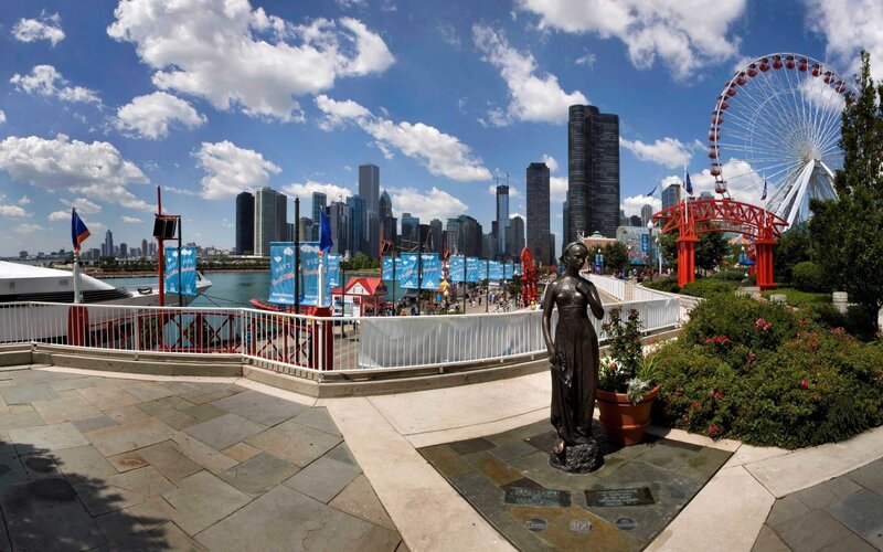 Chicago skyline with Ferris wheel