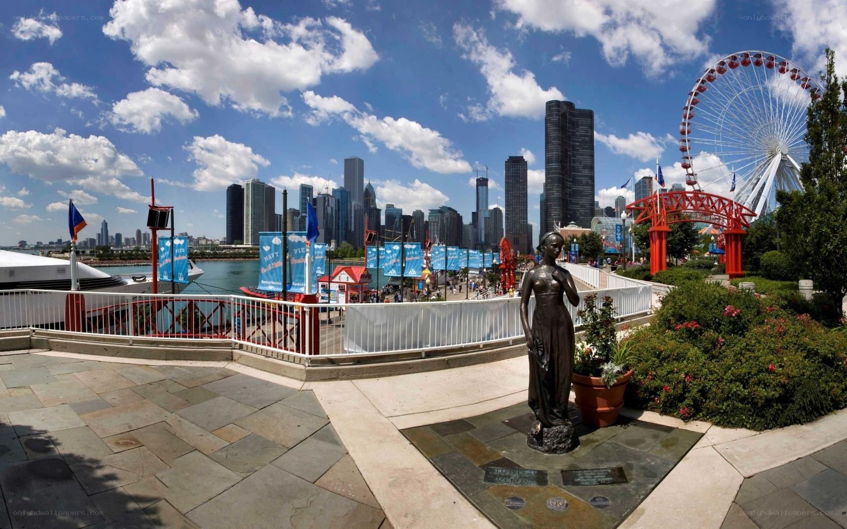 Chicago skyline with Ferris wheel