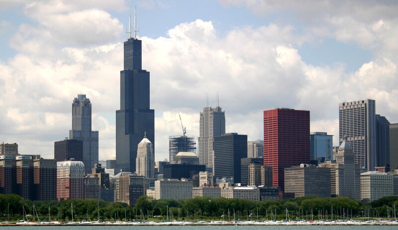 Chicago skyline with Lake Michigan