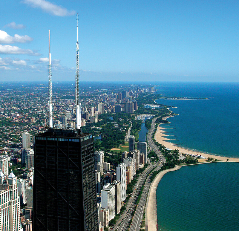 Chicago skyline with Lake Michigan