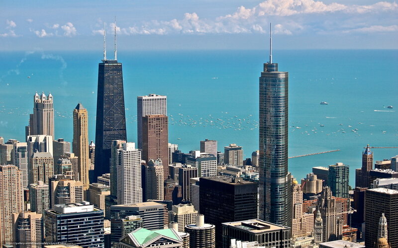 Chicago skyline with Lake Michigan