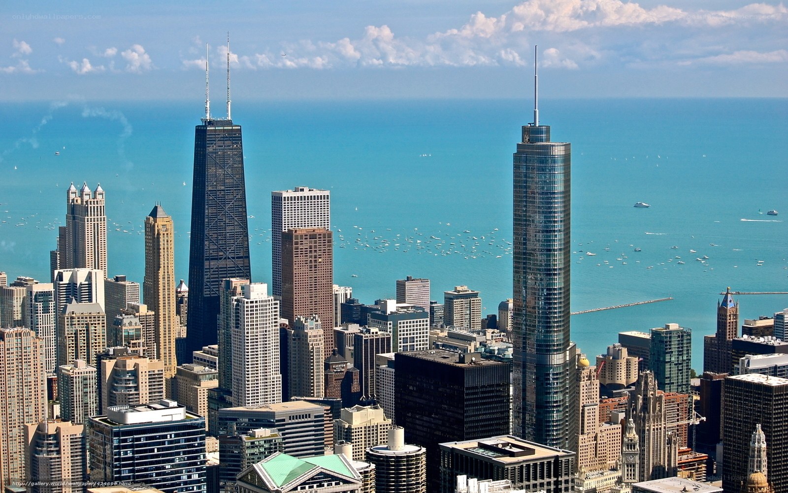 Chicago skyline with Lake Michigan