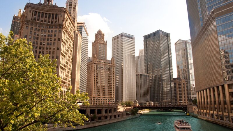 Chicago skyline with river view