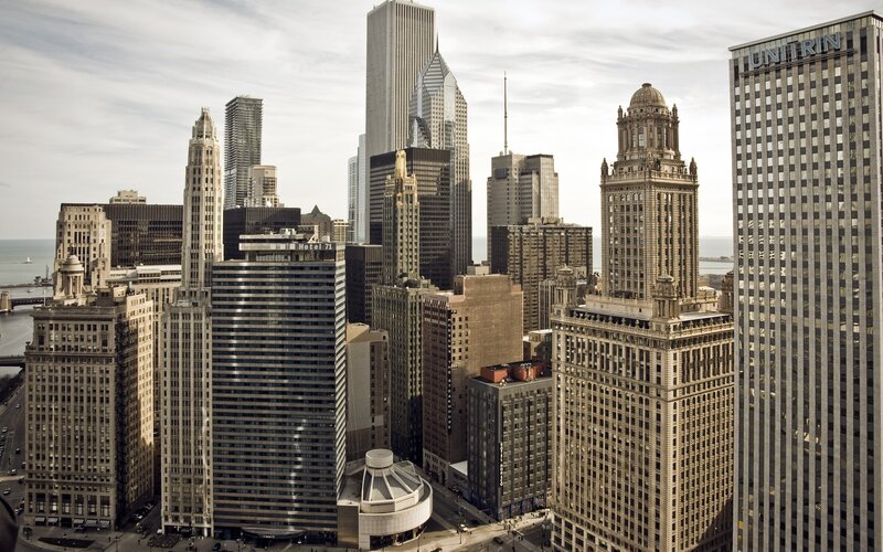 Chicago skyline with skyscrapers
