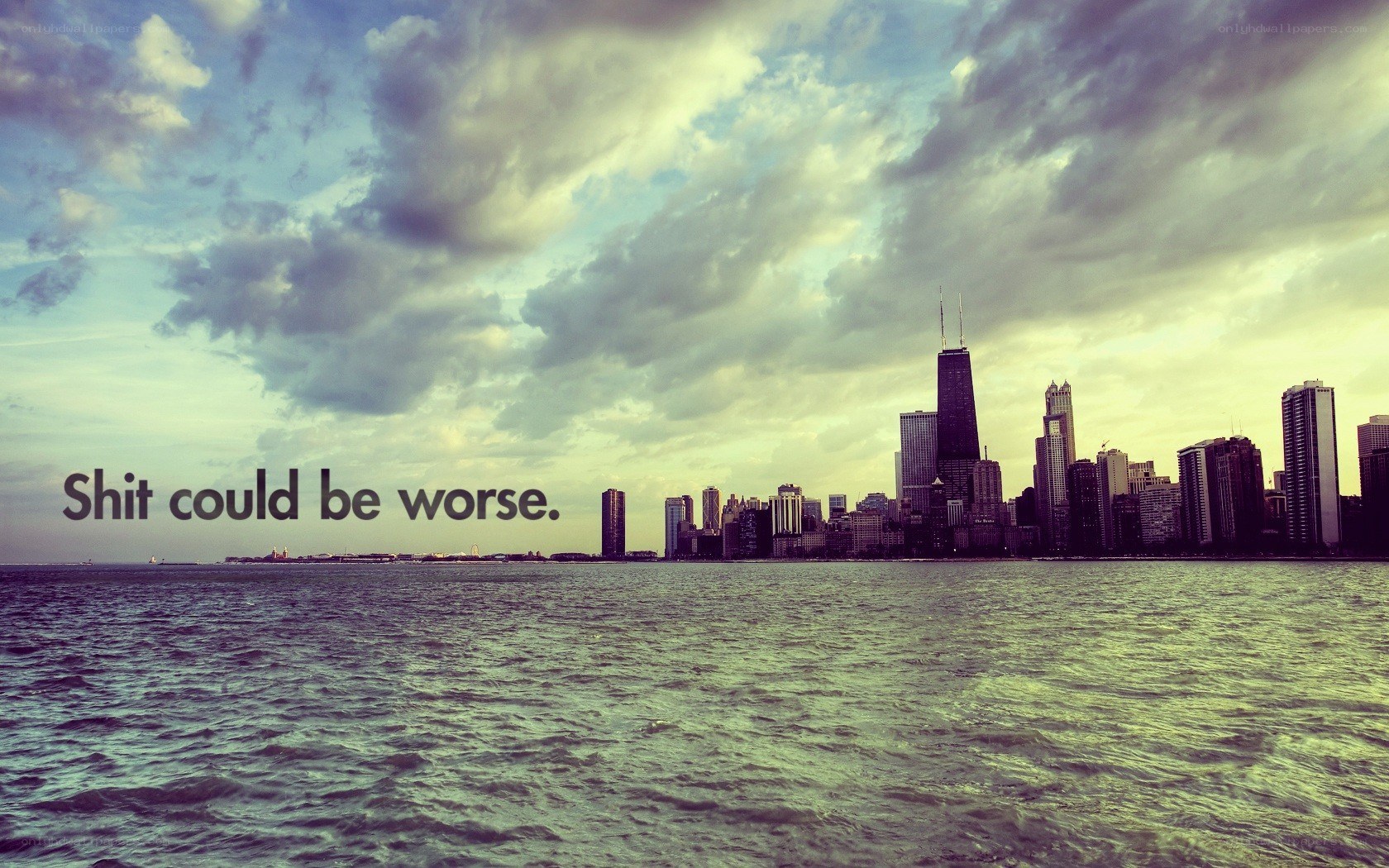 Chicago skyline with text