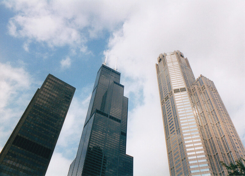Chicago skyscrapers from below