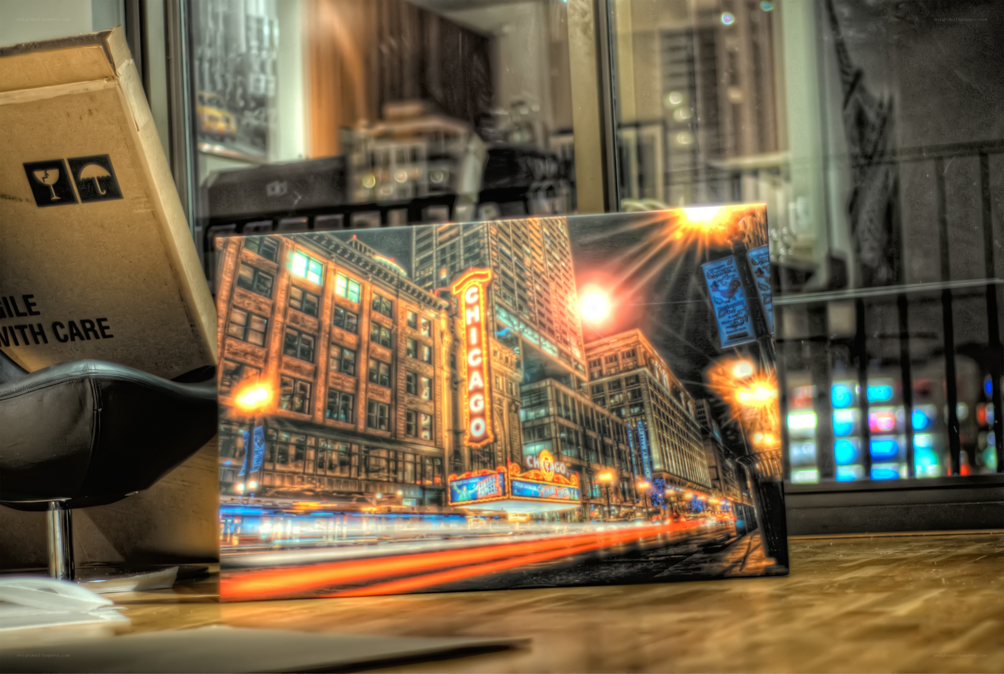 Chicago theater at night