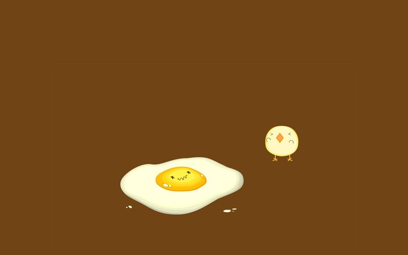 Chick and fried egg