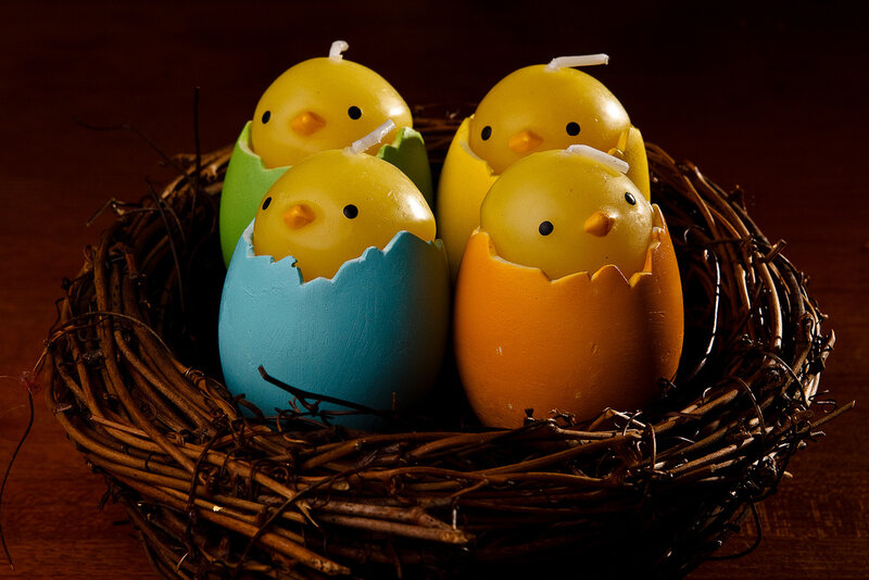 Chick-shaped Candles in Nest