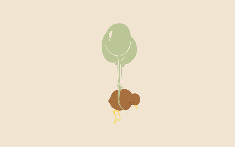 chick with balloons