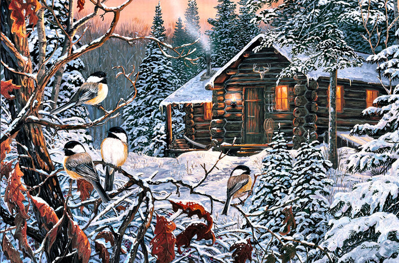 Chickadees on Branches