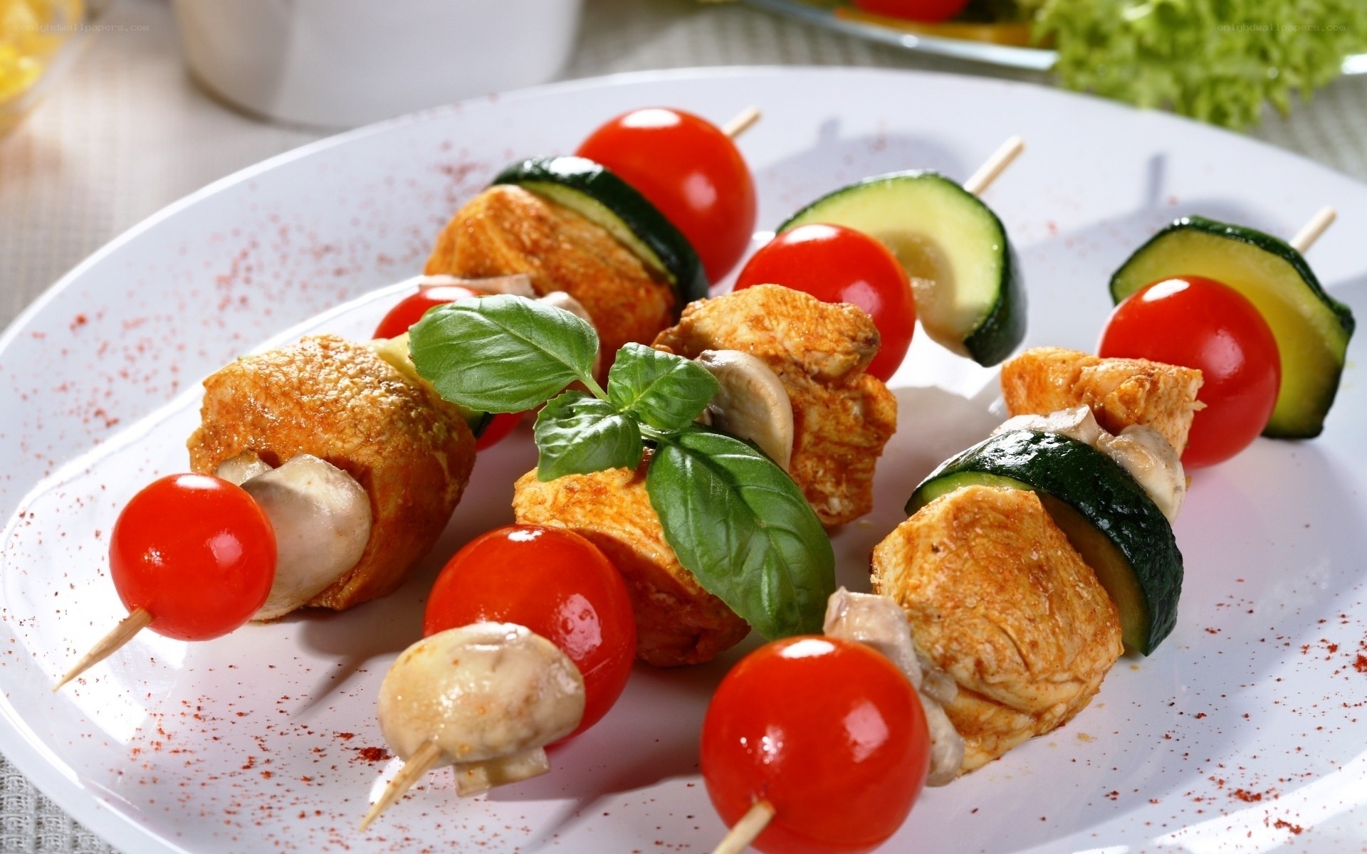 chicken and vegetable skewers