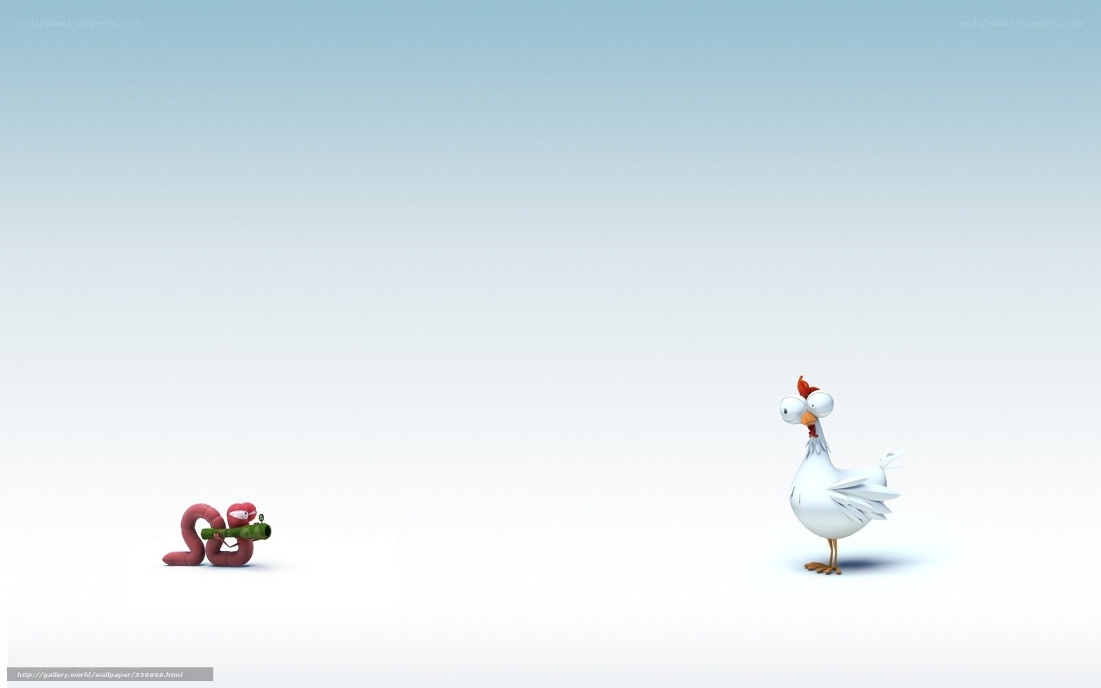 Chicken and worm characters
