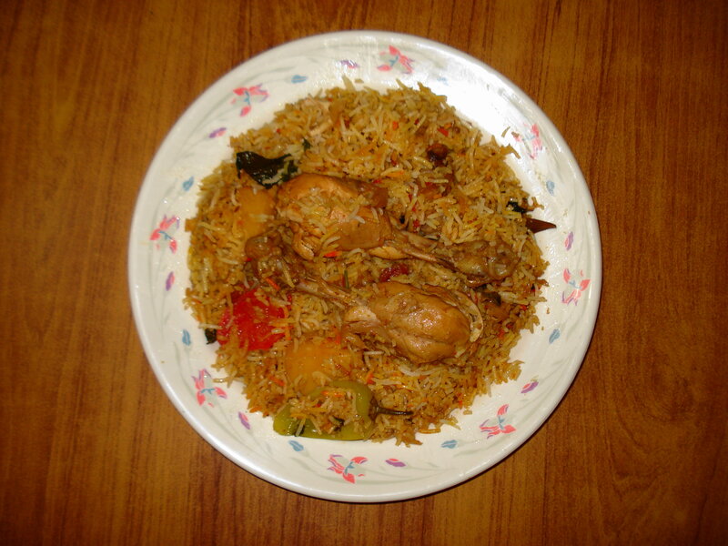 Chicken Biryani on Plate — Brown