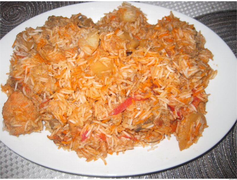 Chicken Biryani on Plate — White