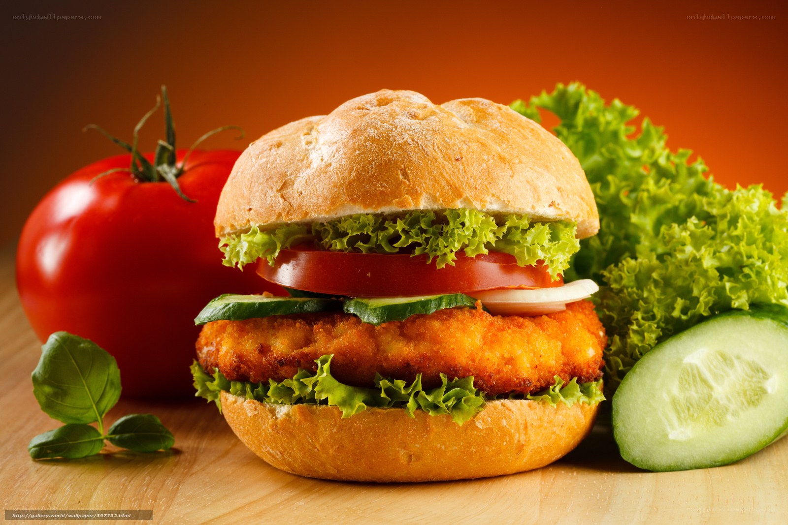 chicken burger with fresh vegetables
