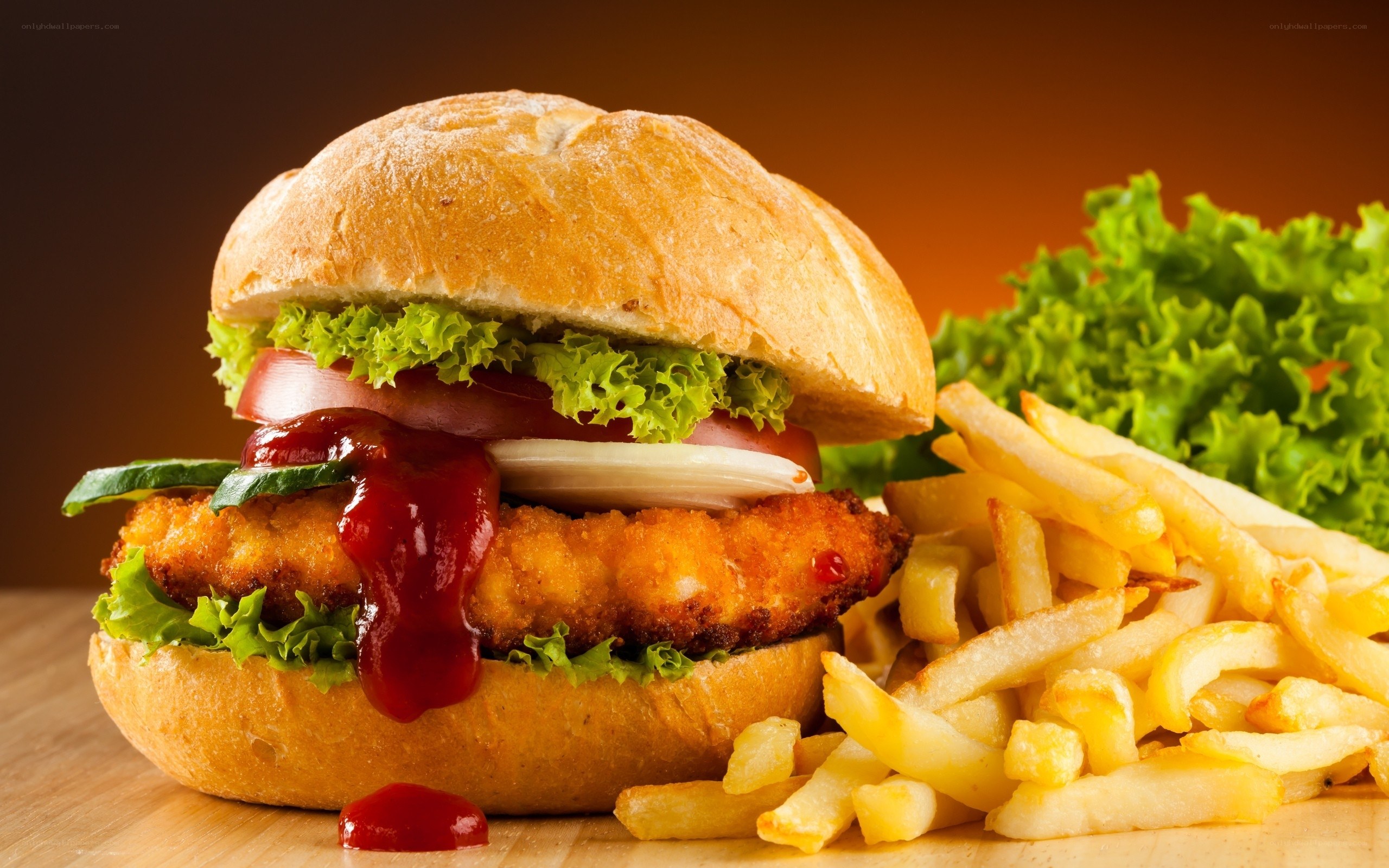 chicken burger with fries