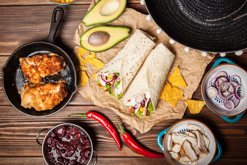 Chicken Burritos on Table