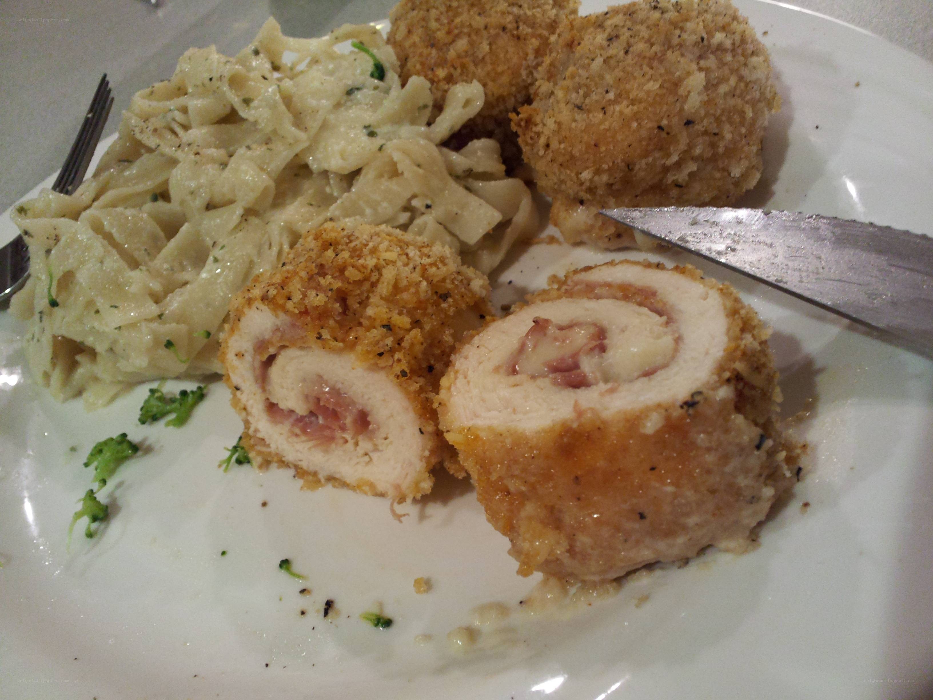 chicken cordon bleu with pasta