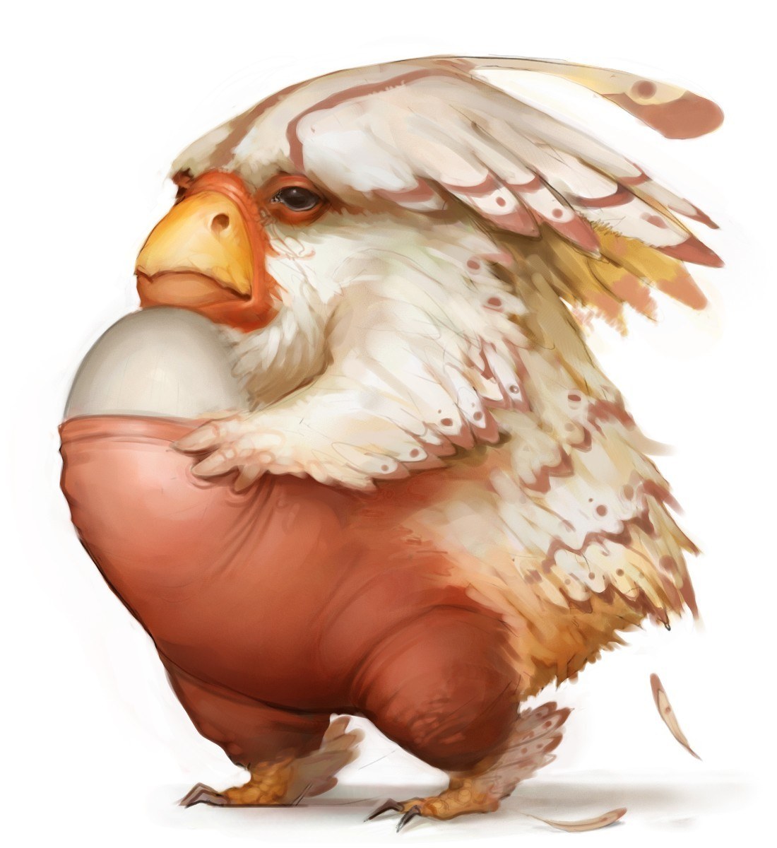 chicken holding an egg