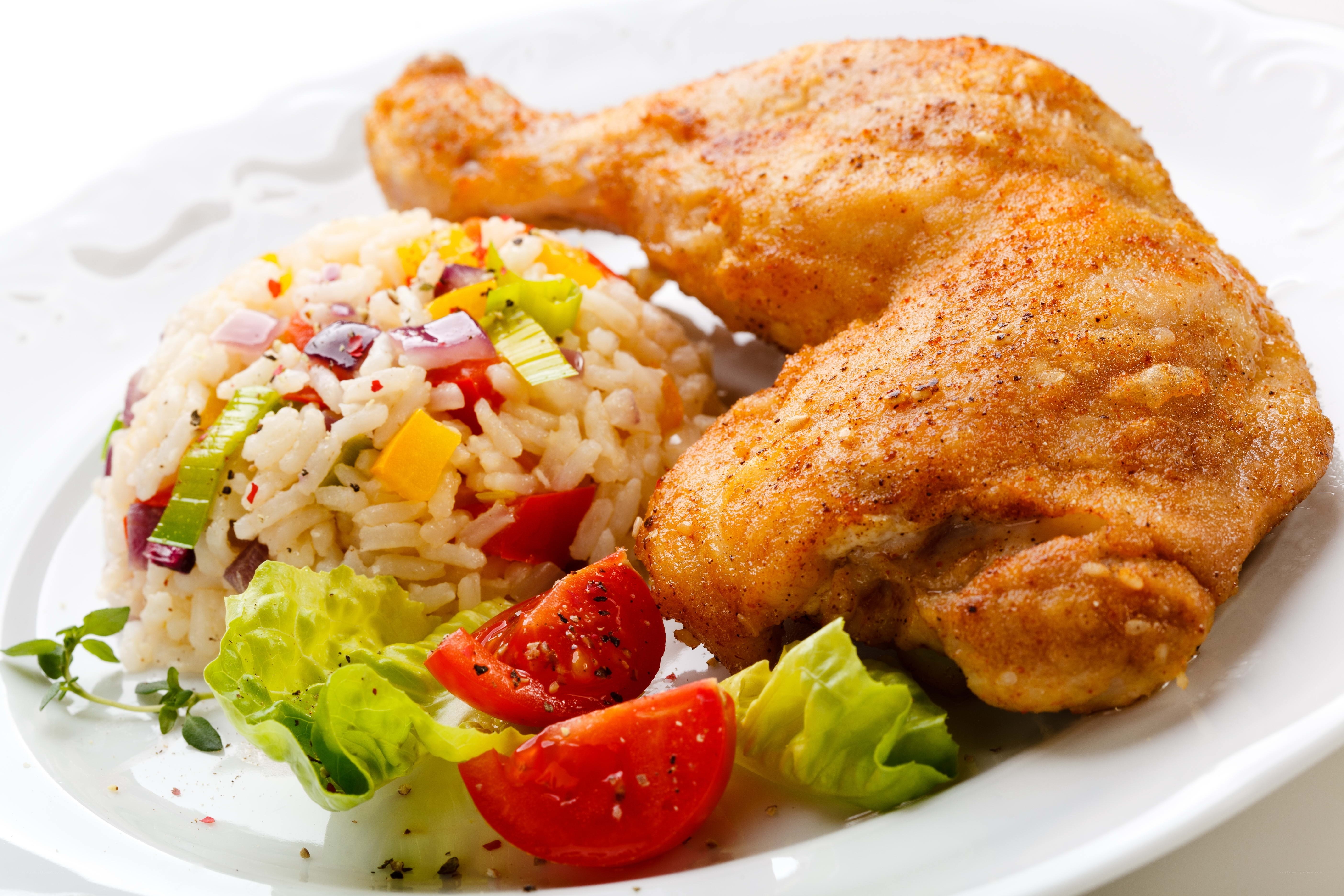 chicken leg with rice salad