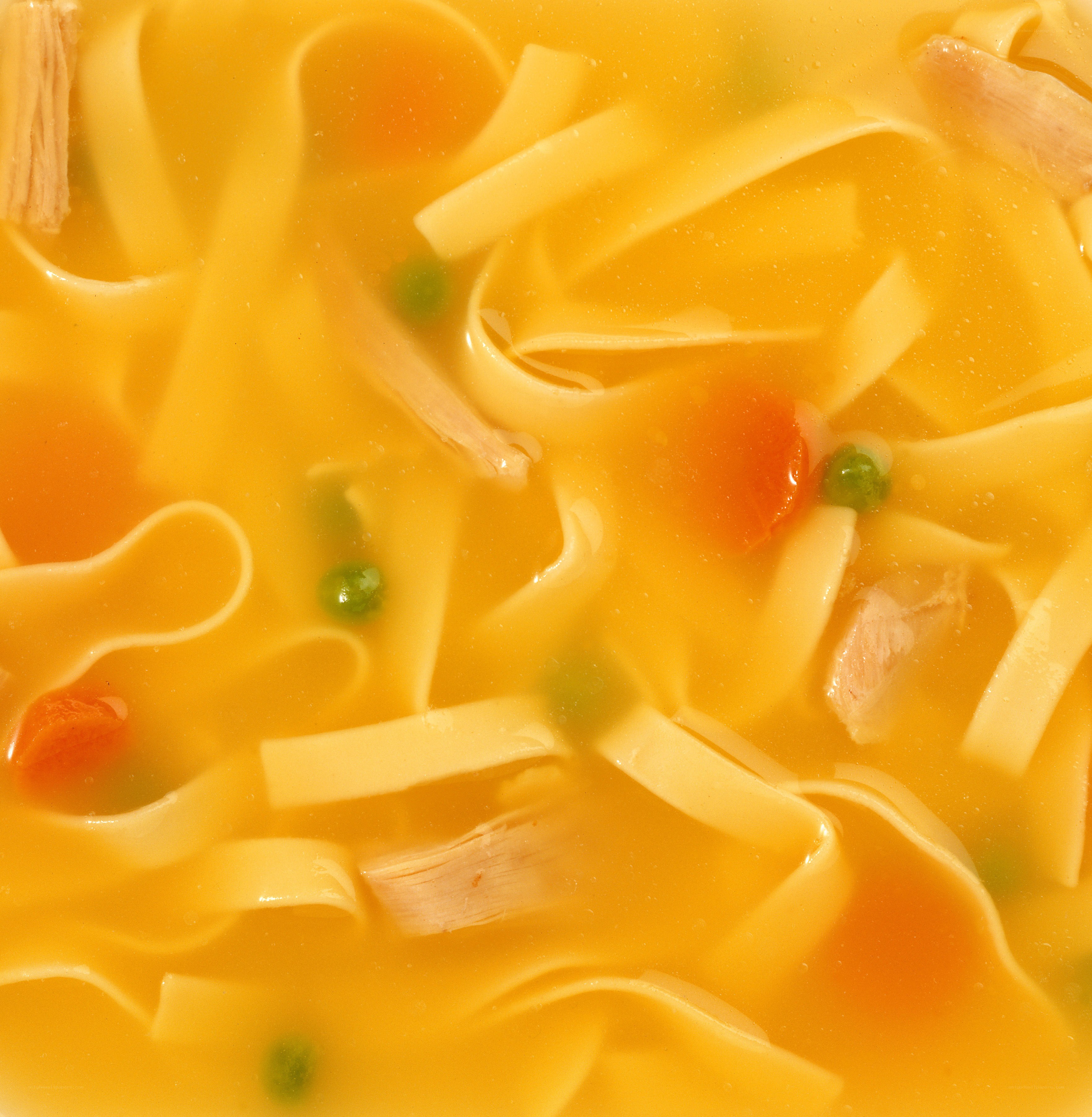 chicken noodle soup close-up