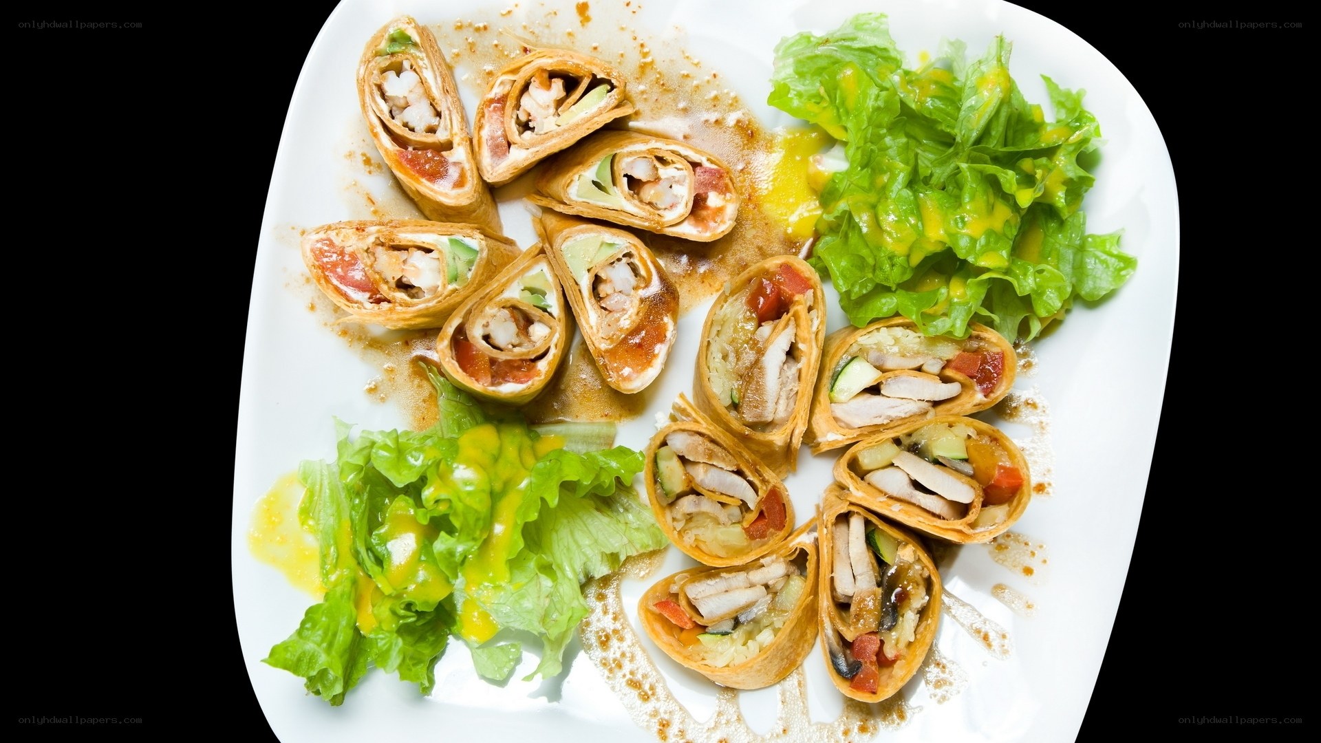 chicken roll-ups with salad