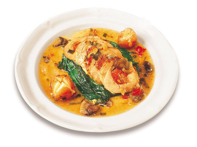 chicken roll with vegetables