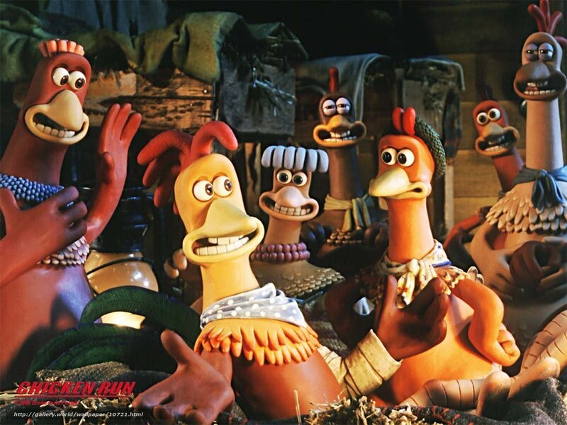 Chicken Run characters in barn