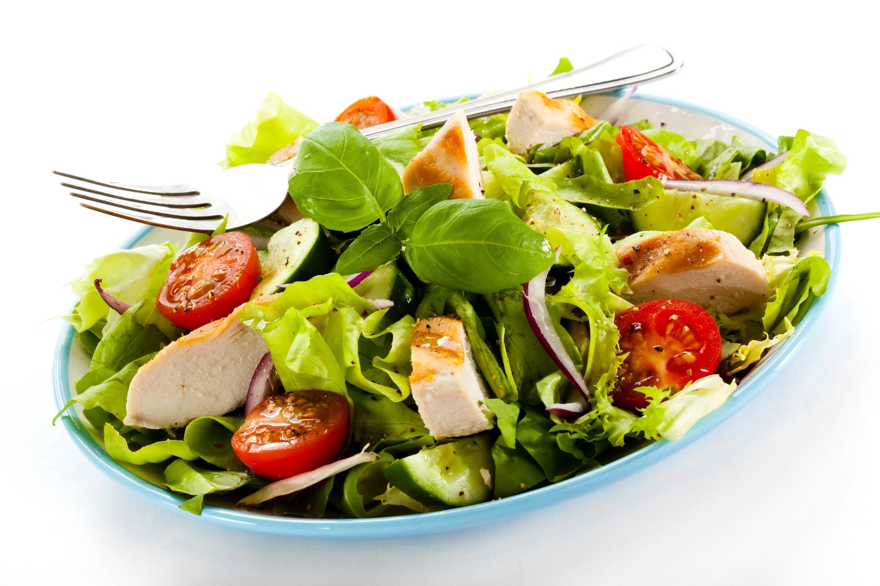 chicken salad with fresh vegetables