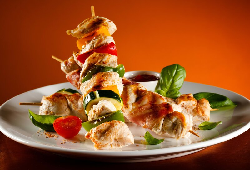 Chicken Skewers on Plate