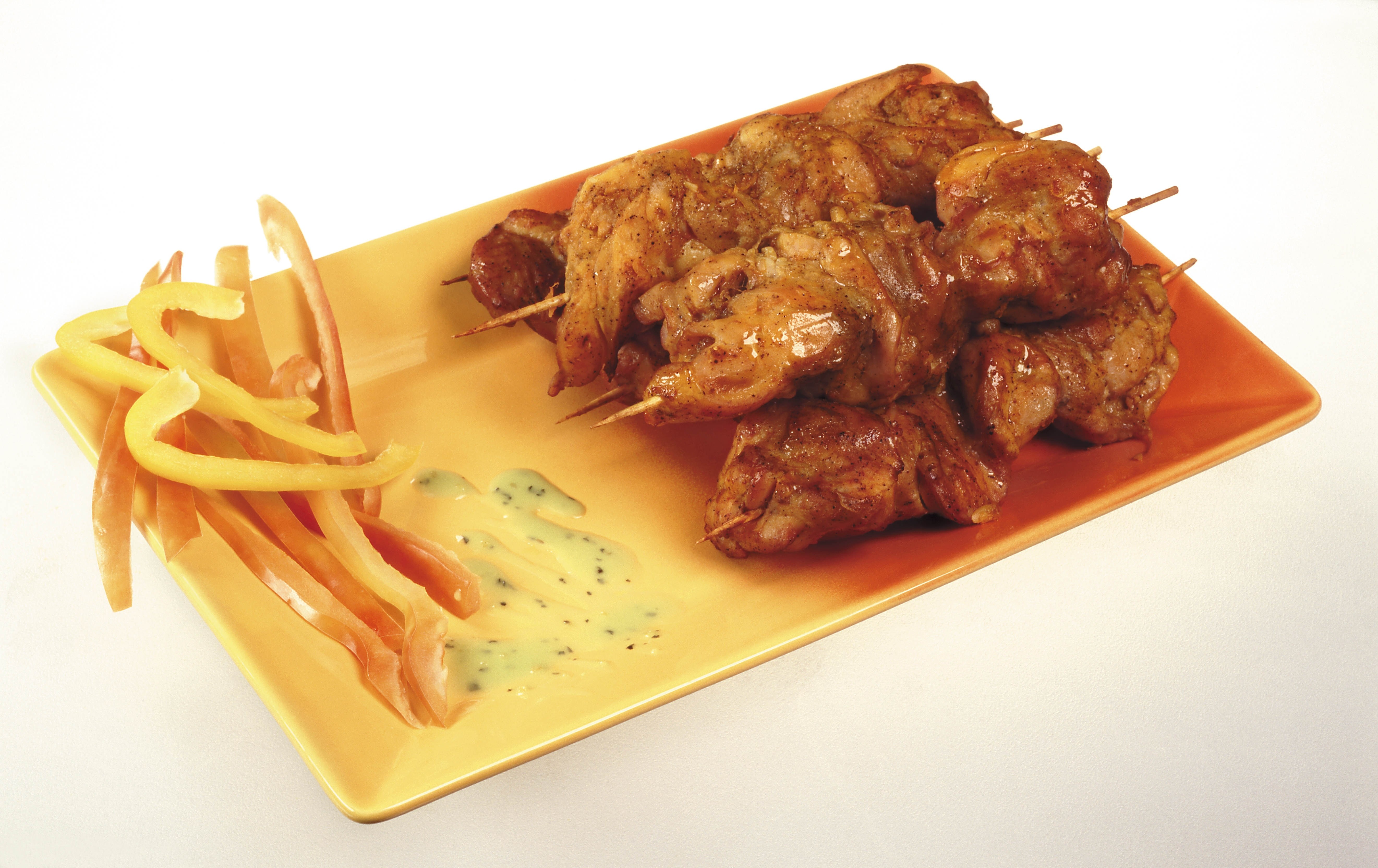 chicken skewers with peppers