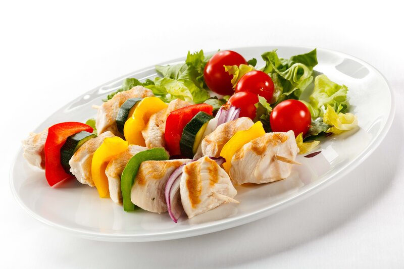 Chicken Skewers with Vegetables — White, Fresh