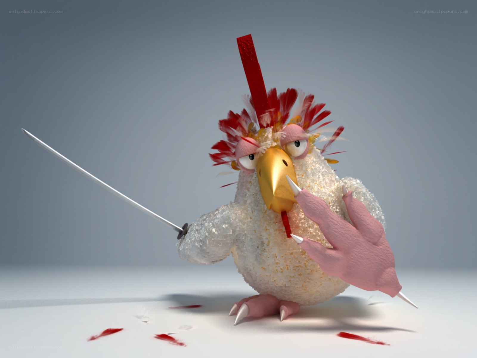 Chicken warrior with sword