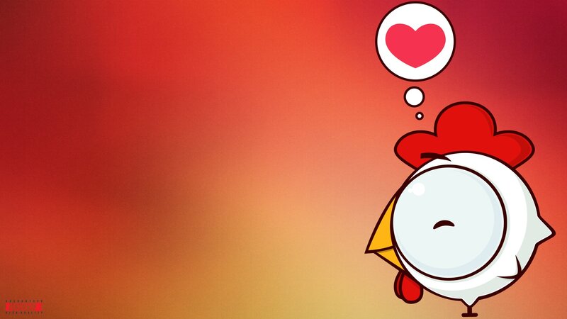 chicken with heart thought bubble