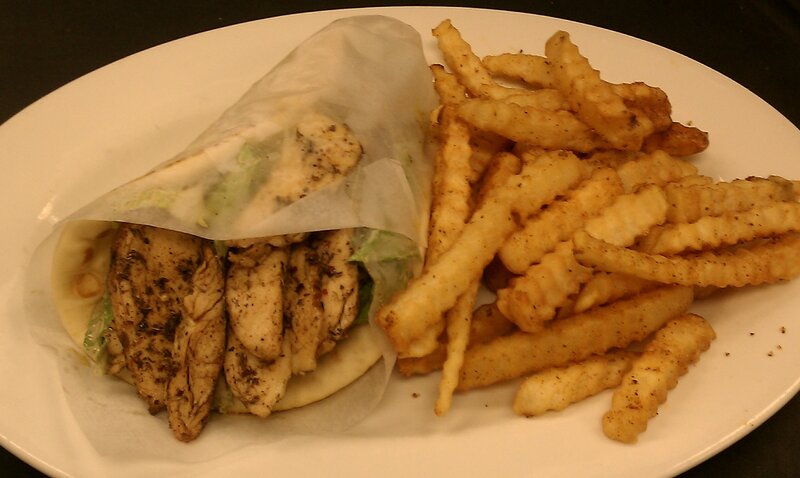 chicken wrap with fries